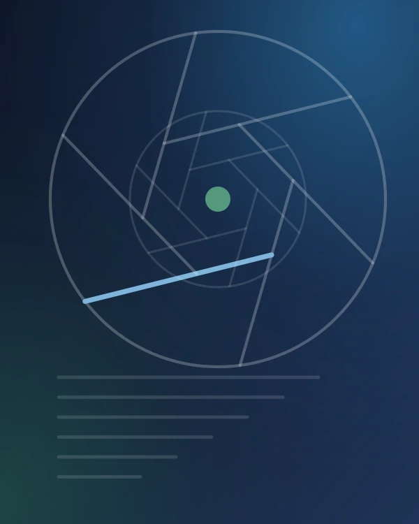 About Creator Gear: vertical aperture artwork with editorial rule lines